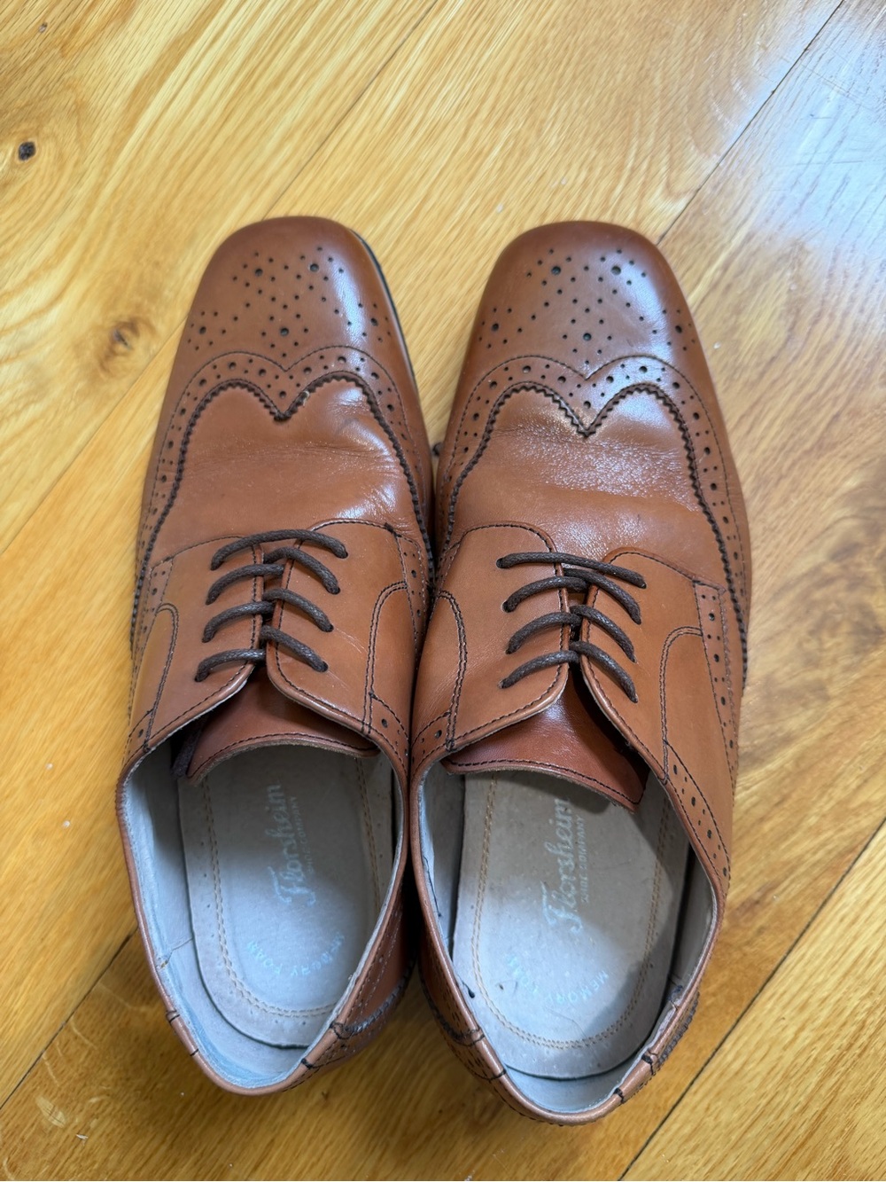 Boys Florshiem Tan Leather Wingtip Oxfords